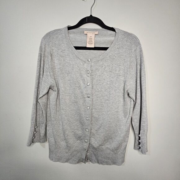 Philosophy Grey Toggle Button Cardigan Women’s Size Large - Picture 1 of 5